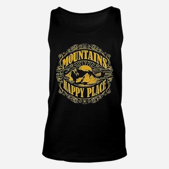 Mountains Are My Happy Place Cool Vintage Hiking Camping Unisex Tank Top | Crazezy AU