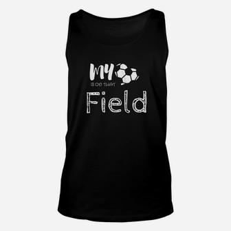 My Heart Is On That Soccer Field Funny Soccer Mom Unisex Tank Top | Crazezy