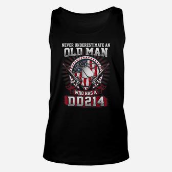 Never Underestimate An Old Man Who Has A Dd214 - Veteran Unisex Tank Top | Crazezy