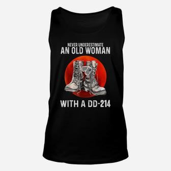 Never Underestimate An Old Woman With A Dd-214 Funny Veteran Unisex Tank Top | Crazezy