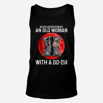 Never Underestimate An Old Woman With A Dd-214 Veteran Unisex Tank Top | Crazezy