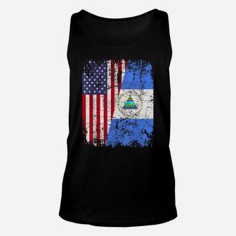 Nicaraguan Roots | Half American Flag | Usa Nicaragua Flag Unisex Tank Top | Crazezy