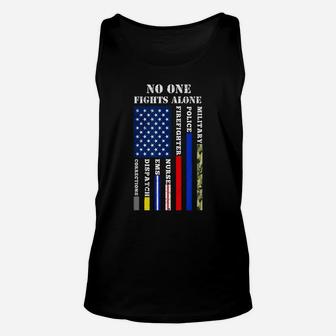 No One Fights Alone Usa Flag T-Shirt For 4Th July Unisex Tank Top | Crazezy
