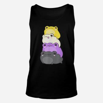 Nonbinary Flag Color Frogs Subtle Enby Pride Cute Aesthetic Unisex Tank Top | Crazezy
