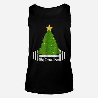 Oh Fitness Christmas Tree Tshirt Exercise Working Out Gym Unisex Tank Top | Crazezy
