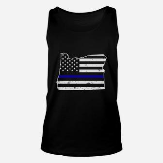 Oregon Thin Blue Line Police Flag Hoodie Sweatshirt Unisex Tank Top | Crazezy