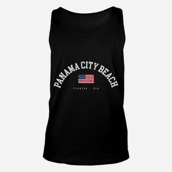 Panama City Beach Fl Retro American Flag Usa City Name Sweatshirt Unisex Tank Top | Crazezy