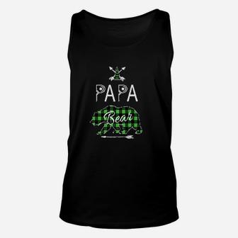 Papa Bear Buffalo Plaid Green Family Christmas Camping Unisex Tank Top | Crazezy
