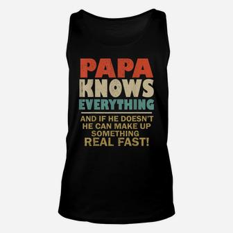 Papa Know Everything Vintage Grandpa Daddy Unisex Tank Top | Crazezy AU
