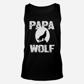 Papa Wolf Shirt Matching Family Tribe Wolves Moon Father Dad Sweatshirt Unisex Tank Top | Crazezy CA