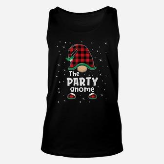 Party Gnome Buffalo Plaid Matching Christmas Gift Pajama Unisex Tank Top | Crazezy