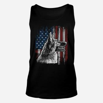 Patriotic German Shepherd American Flag Dog Gift Men Women Sweatshirt Unisex Tank Top | Crazezy