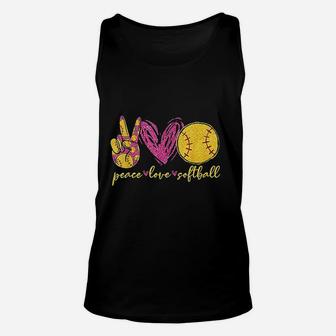 Peace Love Softball Cute Softball Lover Mothers Day Unisex Tank Top | Crazezy