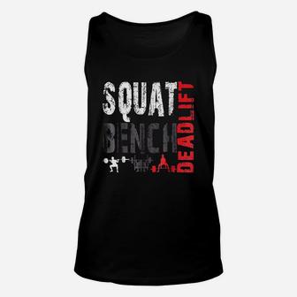 Powerlifting, Squat, Bench, Deadlift, Weightlifting Unisex Tank Top | Crazezy AU