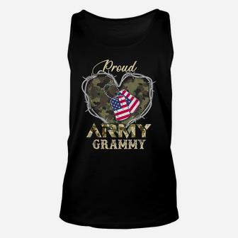 Proud Army Grammy With Heart American Flag For Veteran Unisex Tank Top | Crazezy DE