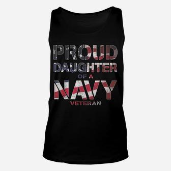 Proud Daughter Retired United States Veteran Navy Usa Flag Unisex Tank Top | Crazezy DE