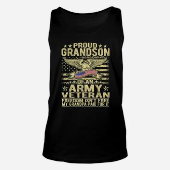 Proud Grandson Of An Army Veteran Military Vet Family Gifts Unisex Tank Top | Crazezy CA