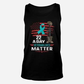 Ptsd Awareness 22 A Day Veteran Lives Matter American Flag Unisex Tank Top | Crazezy
