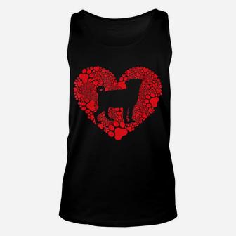 Pug Paw Heart Valentines Day Dog Lover Gift Unisex Tank Top | Crazezy