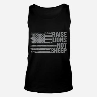 Raise Lions Not Sheep - Patriotic Lion- American Patriot Unisex Tank Top | Crazezy CA