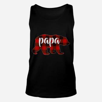 Red Plaid Papa Buffalo Matching Family Dad Pajama Christmas Raglan Baseball Tee Unisex Tank Top | Crazezy