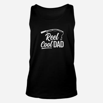 Reel Cool Dad Fancy Script Fishing Pole Dark Premium Unisex Tank Top | Crazezy
