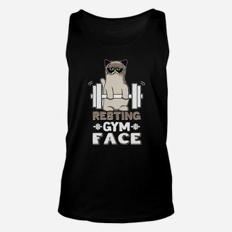 Resting Gym Face Funnt Cat Gym Shirt Work Out Unisex Tank Top | Crazezy