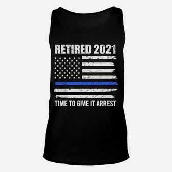 Retired Police Officer American Flag Retirement Cop Unisex Tank Top | Crazezy