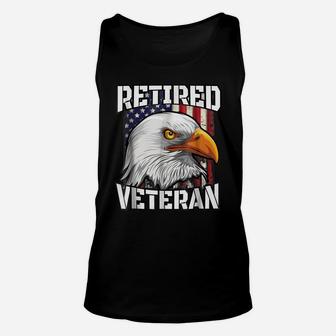 Retired Veteran Tshirt Patriotic Us Flag Bald Eagle Shirt Unisex Tank Top | Crazezy