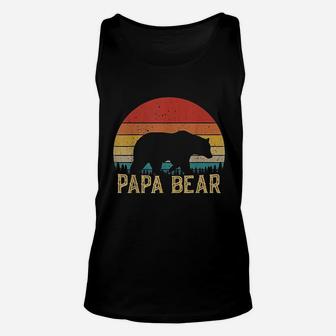 Retro Vintage Sunset Papa Bear Hiking Camping Unisex Tank Top | Crazezy