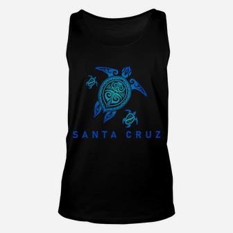 Santa Cruz California Sea Blue Tribal Turtle Unisex Tank Top | Crazezy CA