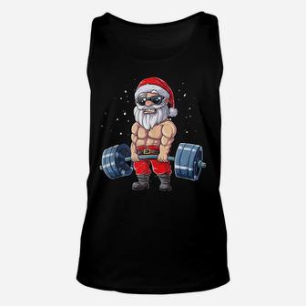 Santa Weightlifting Christmas Fitness Gym Deadlift Xmas Men Unisex Tank Top | Crazezy