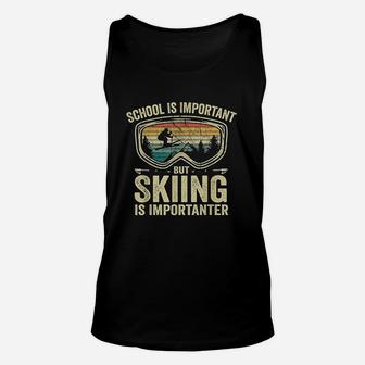 School Is Important But Skiing Is Importanter Vintage Ski Unisex Tank Top | Crazezy