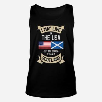 Scotland American Flag Usa Scottish Roots Gifts Unisex Tank Top | Crazezy