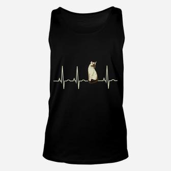 Siamese Cat Shirt - Siamese Cat Heartbeat Gift Unisex Tank Top | Crazezy