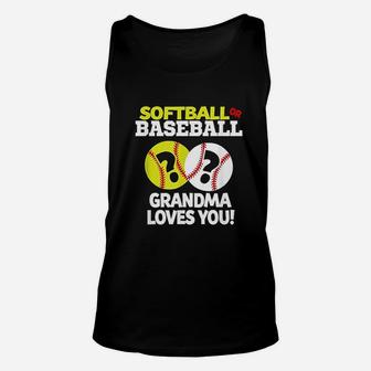Softball Or Baseball Grandma Loves You Gender Reveal Unisex Tank Top | Crazezy UK
