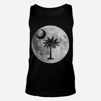 South Carolina Flag Palmetto Tree Moon In Moon Silhouette Unisex Tank Top | Crazezy CA