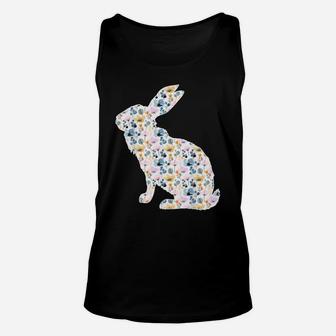 Spring Flowers Bunny Silhouette Easter Gift Rabbit Lover Unisex Tank Top | Crazezy