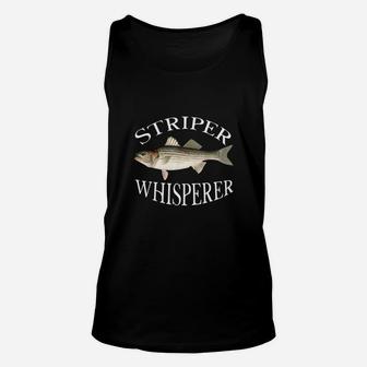 Striper Whisperer Striped Bass Fish Illustration Fishing Shirt Unisex Tank Top | Crazezy