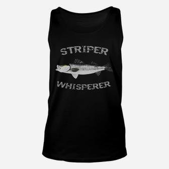 Striper Whisperer Striped Bass T-shirt Striper Fishing Shirt Unisex Tank Top | Crazezy