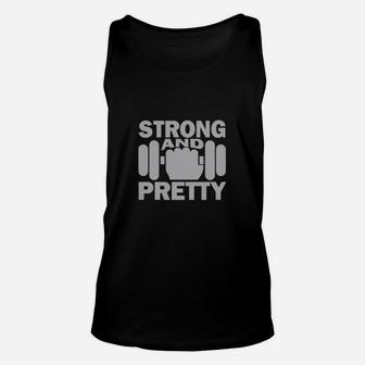 Strong And Pretty Strength Fitness Sport Gym Dumbbell Unisex Tank Top | Crazezy