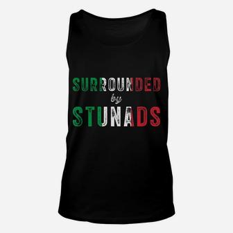 Surrounded By Stunads Funny Italian Saying Italy Flag Retro Unisex Tank Top | Crazezy