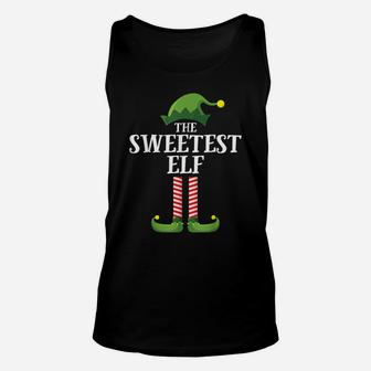 Sweetest Elf Matching Family Group Christmas Party Pajama Unisex Tank Top | Crazezy