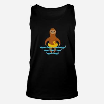 Swimmer Sloth Ducky Pool Floatie For Men Women Kids Unisex Tank Top | Crazezy