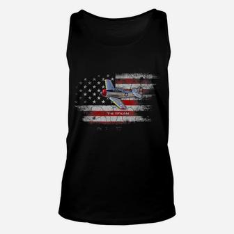 T-6 Texan Tech Drawing Wwii Airplane Trainer Flag Pilot Vet Unisex Tank Top | Crazezy
