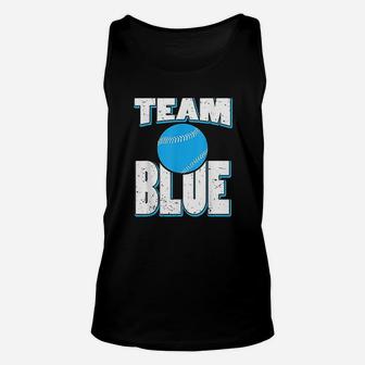 Team Blue Baseball Boy Gender Reveal Baby Shower Gift Unisex Tank Top | Crazezy AU