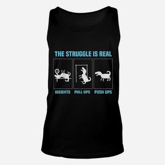 The Struggle Is Real Funny T Rex Gym Workout Unisex Tank Top | Crazezy