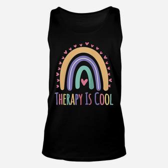Therapy Is Cool Self Care Mental Health Awareness Gift Women Raglan Baseball Tee Unisex Tank Top | Crazezy