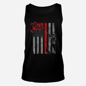Thin Red Line Duck Hunting Flag Unisex Tank Top | Crazezy