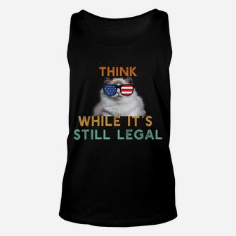Think While It´S Still Legal Cat With Usa Sunglasses Unisex Tank Top | Crazezy
